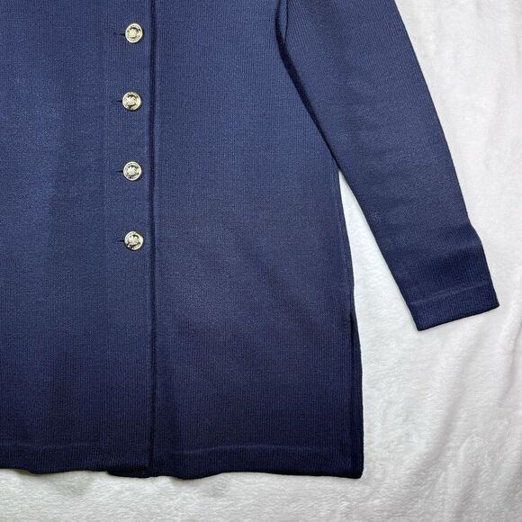 St. John Basics Knits Blue 6 Button Jacket Crest Logo Buttons USA Luxury - Picture 2 of 14